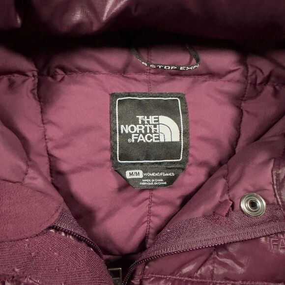 The North Face Women’s M Purple Long Puffer Jacket Hooded Down Winter Coat - Picture 3 of 5